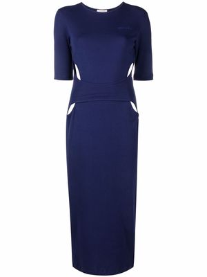 Nina Ricci logo-embroidered cut-out dress - Blue