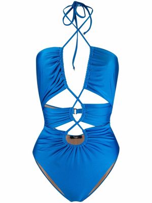Noire Swimwear gathered cut-out swimsuit - Blue