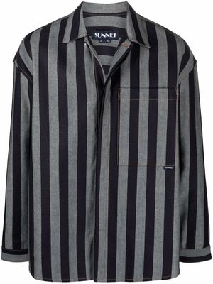 Sunnei striped denim over shirt jacket - Blue