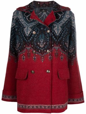 ETRO paisley-print double-breasted coat - Red