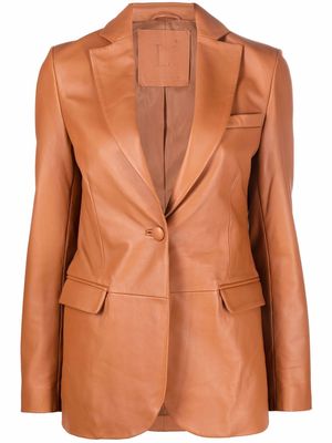 L'Autre Chose single-breasted leather blazer - Brown