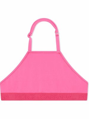 Dolce & Gabbana Kids halterneck tank-bikini top - Pink