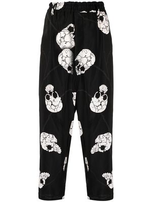 Y's skull-print tapered trousers - Black