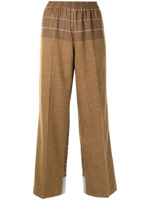 Sueundercover contrast panel straight leg trousers - Brown