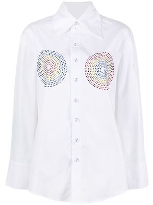 Christopher John Rogers rhinestone-embellished cotton shirt - White