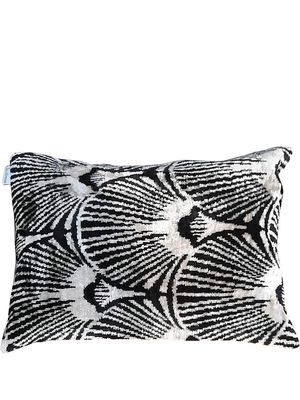 Les-Ottomans shell-print silk velvet cushion - Black