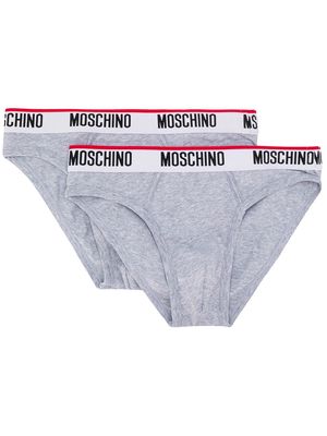 Moschino twin-pack logo band briefs - Grey