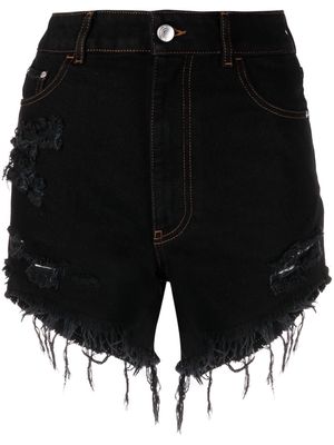 Gcds distressed denim shorts - Black