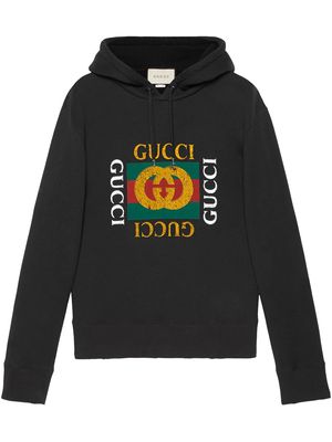 Gucci logo print hoodie - Black