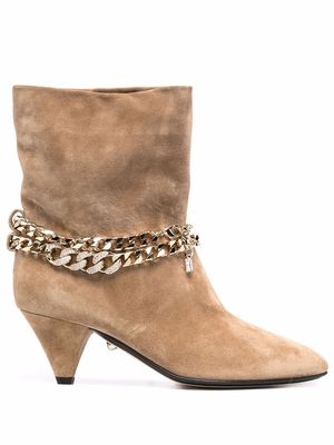 Alevì chain-embellished suede boots - Neutrals