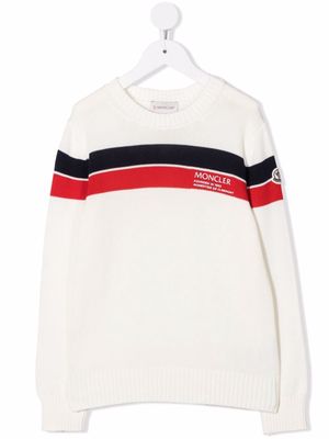 Moncler Enfant chest logo-print knit jumper - White