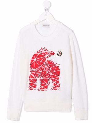 Moncler Enfant geometric bear-print jumper - White