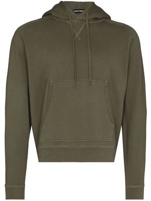 TOM FORD long-sleeved vintage-dyed hoodie - Green