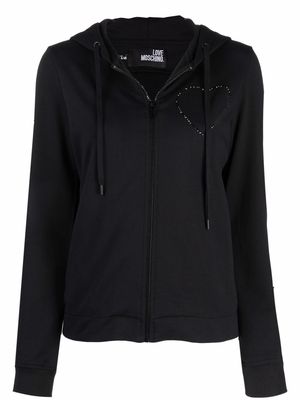 Love Moschino heart-embellished zipped hoodie - Black