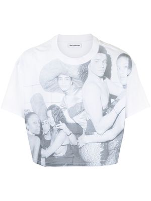 Honey Fucking Dijon graphic-print cropped T-shirt - White