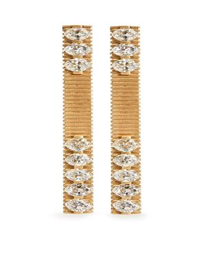 DINA KAMAL 18kt yellow gold marquise diamond bar earrings