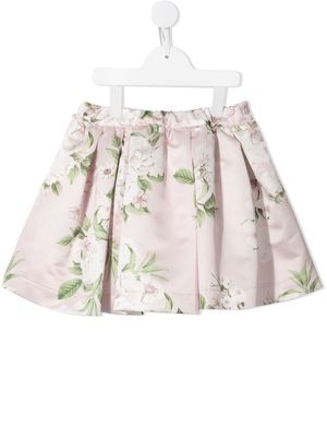 Piccola Ludo floral-print pleated skirt - Pink