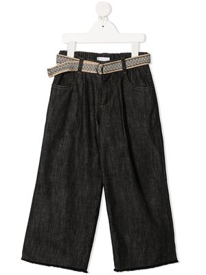 Brunello Cucinelli Kids high-rise belted straight-leg trousers - Blue