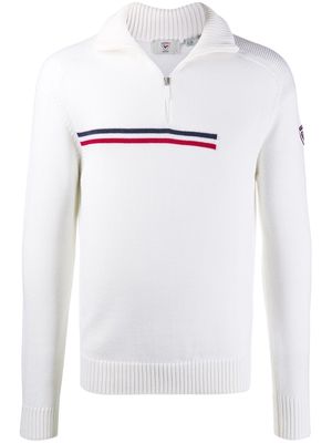 Rossignol contrasting stripe half-zip jumper - White