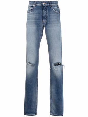 Versace distressed-effect straight-leg jeans - Blue