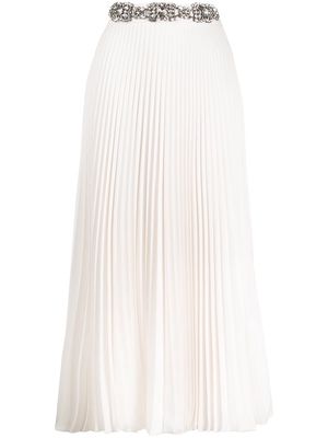 Christopher Kane crystal-embellished pleated skirt - White