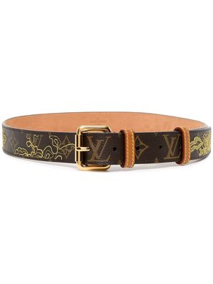 Louis Vuitton 2007 embroidered motif buckle belt - Brown