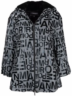 Emporio Armani logo-print hooded jacket - Grey