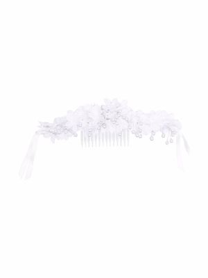 Monnalisa peal-embellished hair comb - White