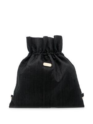 0711 Willow drawstring silk backpack - Black