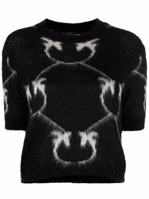PINKO intarsia-knit logo knitted top - Black