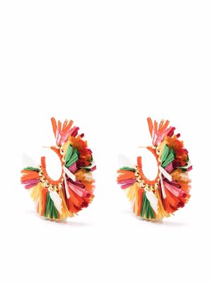 La DoubleJ hand-knotted raffia hoop earrings - Pink