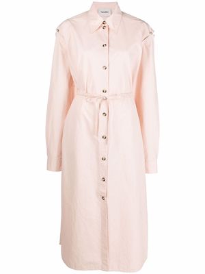 Nanushka tied-waist cotton shirt dress - Pink