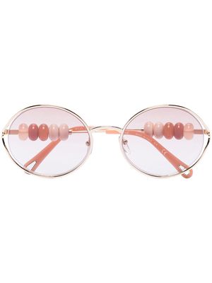 Chloé Eyewear beaded oval-frame sunglasses - Pink