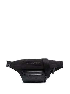 Emporio Armani logo-plaque belt bag - Black