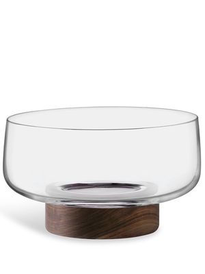 LSA International City glass bowl and walnut base - Neutrals