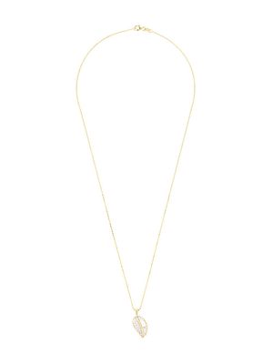 Anita Ko 18kt yellow gold palm leaf diamond pendant necklace