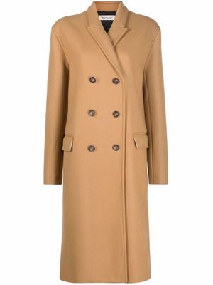 There Was One peak-lapel double-breasted long coat - Brown