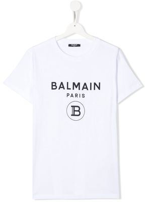 Balmain Kids short sleeve logo T-shirt - White