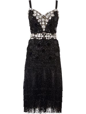 Dolce & Gabbana crystal and bead embellished dress - Black