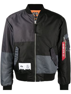 izzue panelled bomber jacket - Black