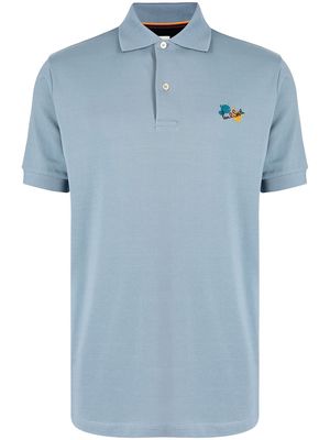 PAUL SMITH logo-embroidered cotton polo shirt - Blue