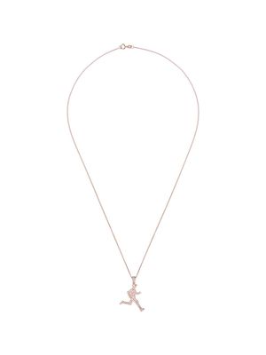 777 18kt rose gold diamond running man necklace - 107 - Metallic: