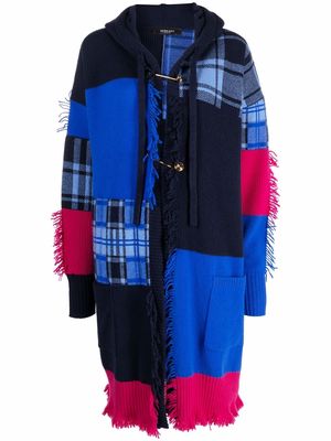 Versace knitted patchwork coat - Blue
