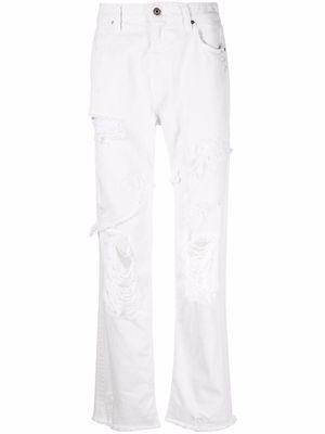 Just Cavalli distressed wide-leg trousers - White