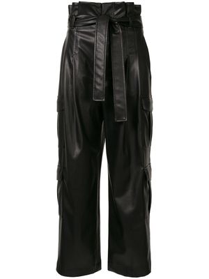 Goen.J faux-leather tie waist trousers - Black
