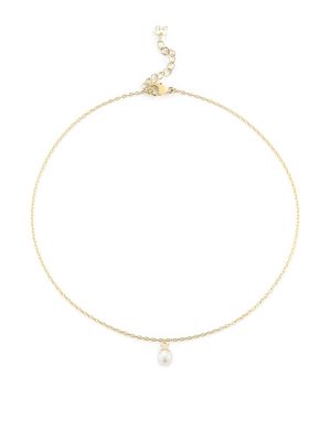 Mateo 14kt yellow gold single pearl drop chain anklet