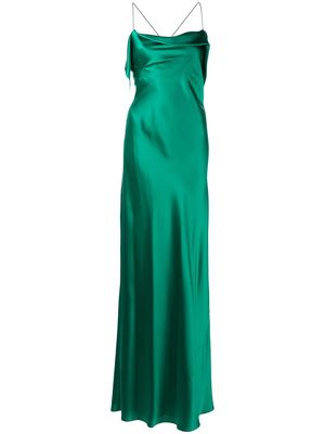 Michelle Mason bias-cut cowl neck gown - Green