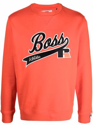 BOSS logo-embroidered long-sleeve jumper - Orange