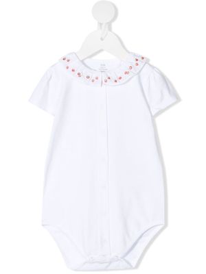 Knot strawberry-embroidered body - White