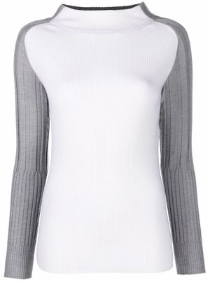 D.Exterior ribbed-knit two-tone jumper - White